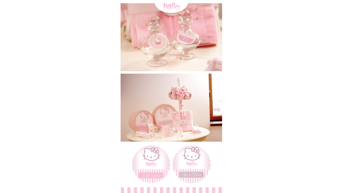 Trusou de botez personalizat brodat cu Hello Kitty pentru fete, Kitty Sugar  10